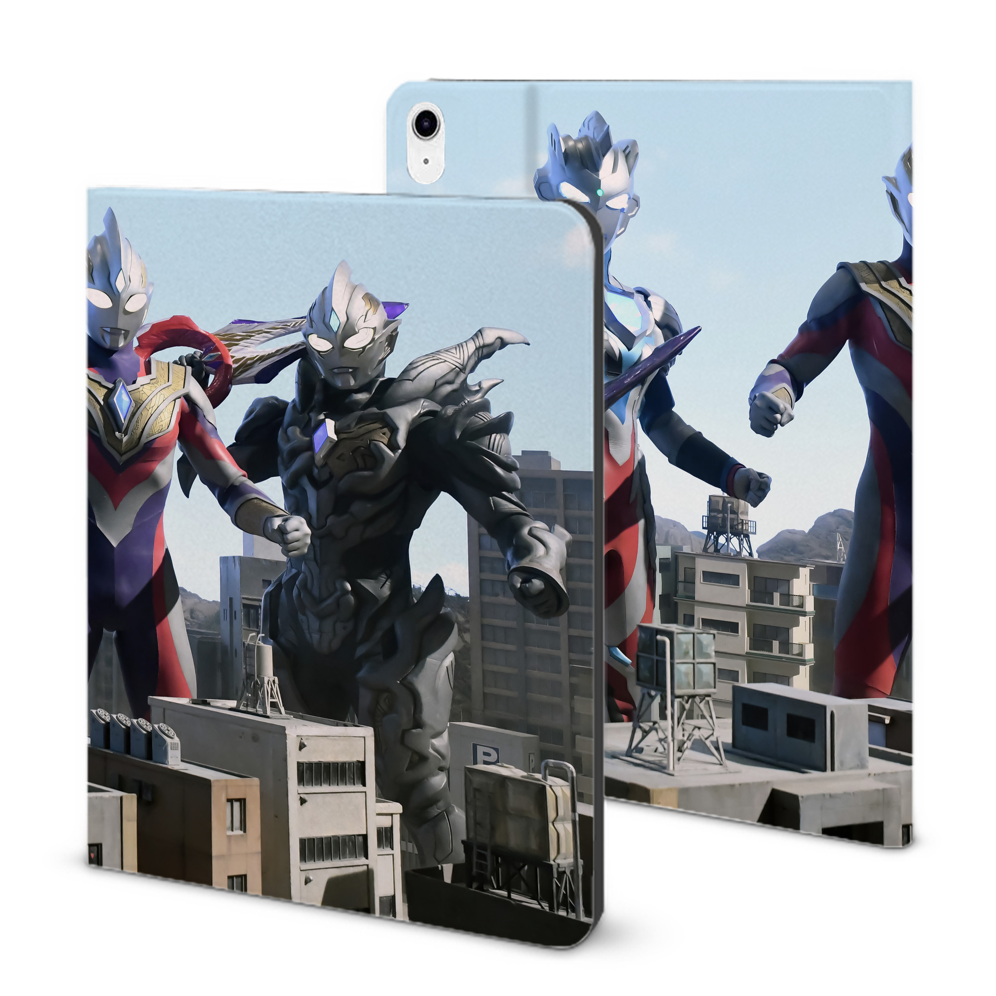 （画像用） ウルトラマン Ultraman IPad ケース ブック型 PUレザー TPU 耐衝撃 軽量 薄型 ペン収納なし 全面保護 IPad 各モデル対応